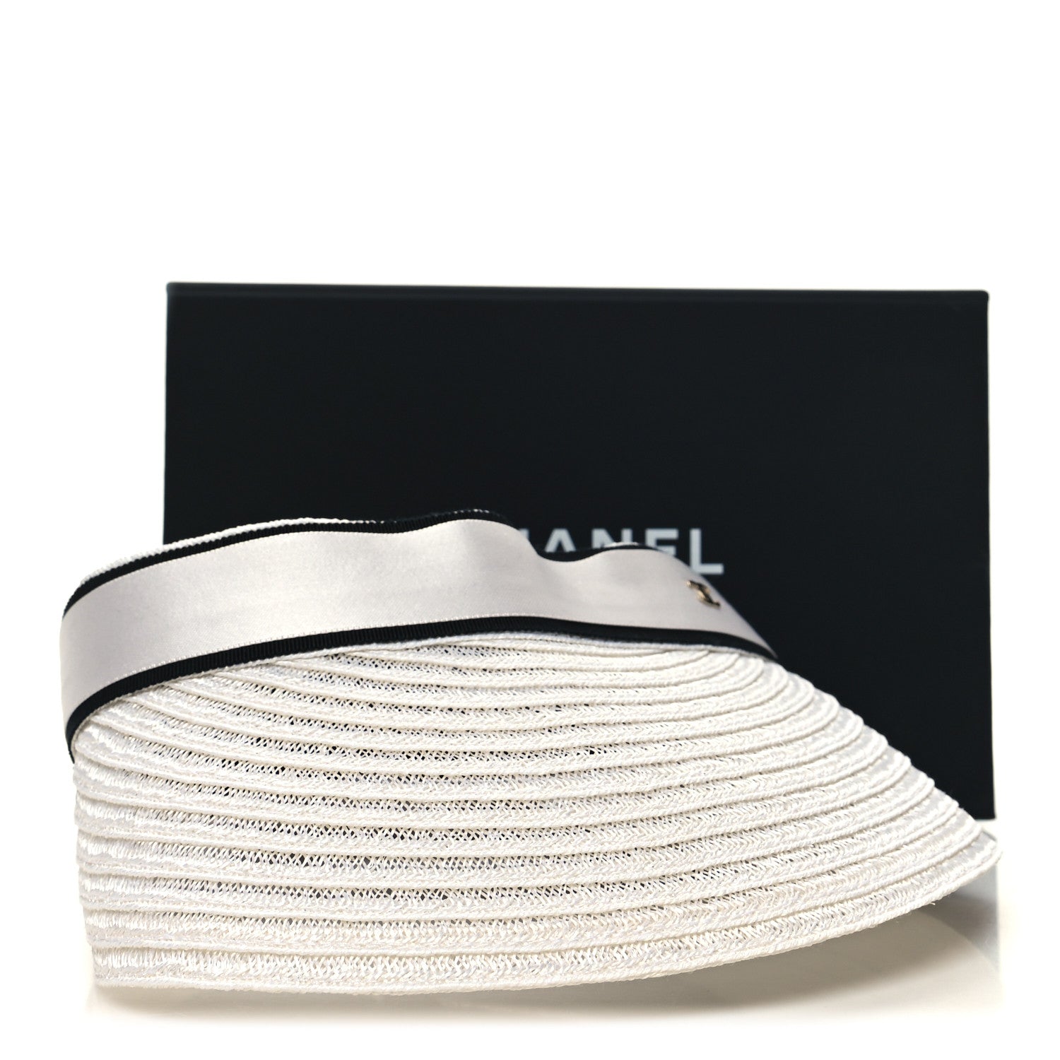 Chanel Abaca Cotton Ribbon Visor S Ecru White 8 of 8