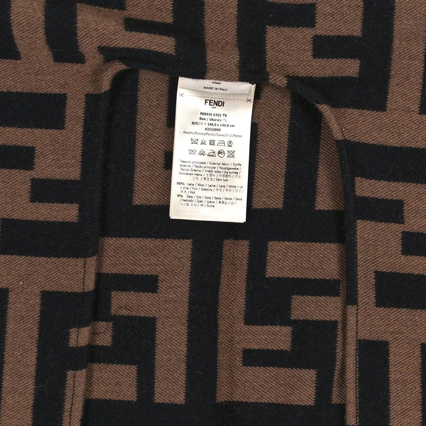 Wool Silk FF Poncho Camel