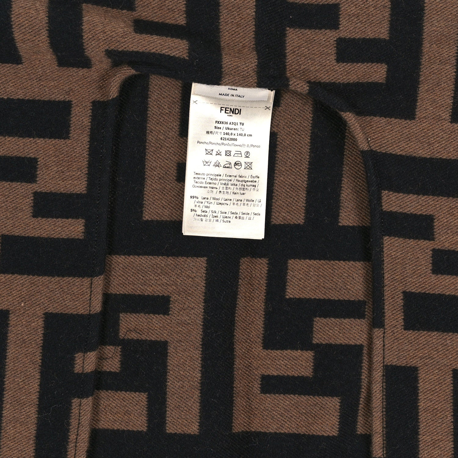 Fendi Wool Silk FF Poncho Camel 3 of 3