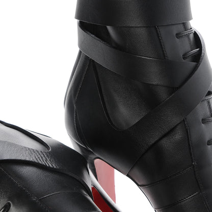Christian Louboutin Calfskin Lamu 120 Platform Ankle Boots 38 Black 5 of 7