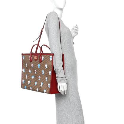 Gucci X DORAEMON Mini Vintage GG Supreme Monogram Large Tote Bag Beige Cherry Red 2 of 10