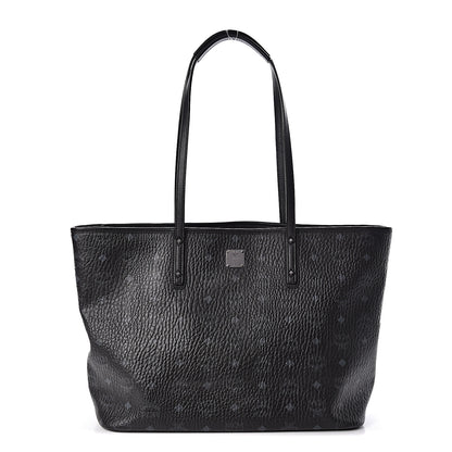 MCM Visetos Medium Anya Zip Top Shopper Tote Black 1 of 10