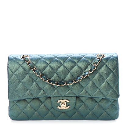 Chanel Iridescent Caviar Quilted Medium Double Flap Green 1 of 11