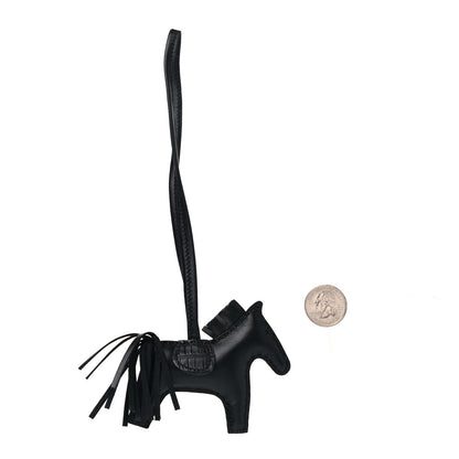 Hermes Milo Lambskin Matte Alligator Touch Grigri Rodeo Horse Bag Charm PM So Black 2 of 4