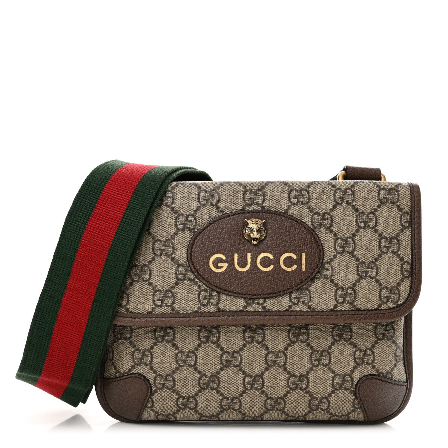 Gucci GG Supreme Monogram Web Small Neo Vintage Double Flap Messenger Bag Beige New Acero 1 of 12