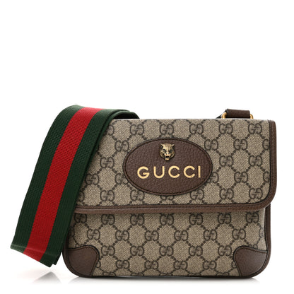 Gucci GG Supreme Monogram Web Small Neo Vintage Double Flap Messenger Bag Beige New Acero 1 of 12