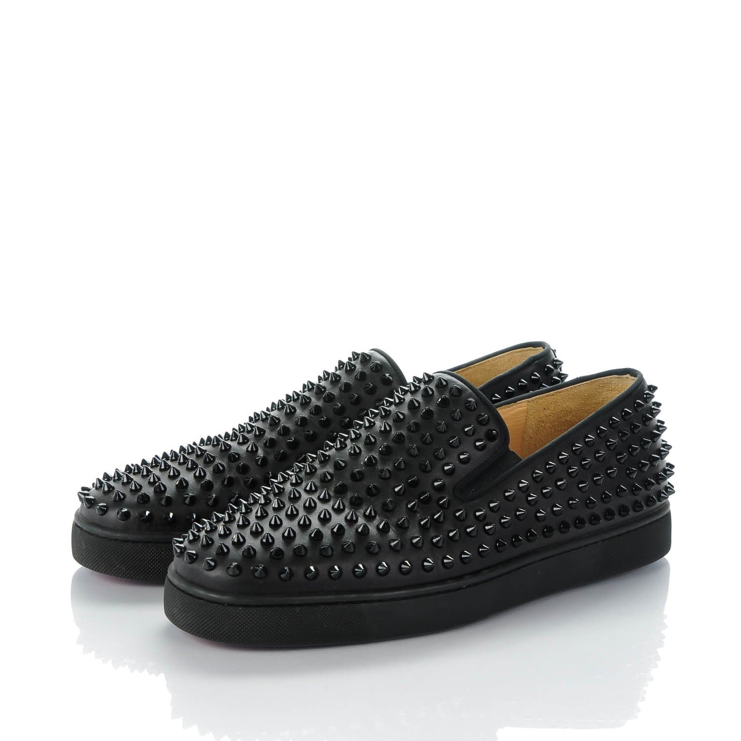 Christian Louboutin Mens Calfskin Spikes Roller Boat Flat 44 Black 3 of 6
