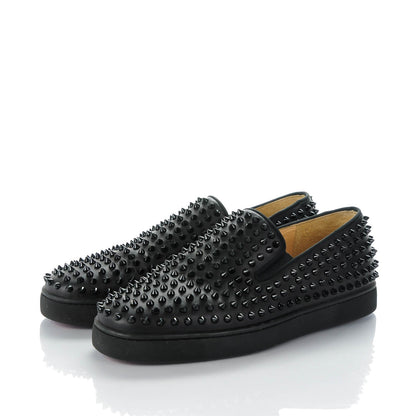 Christian Louboutin Mens Calfskin Spikes Roller Boat Flat 44 Black 3 of 6