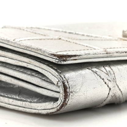 Christian Dior Metallic Crinkled Lambskin Diorama Croisiere Chain Wallet Silver 11 of 18