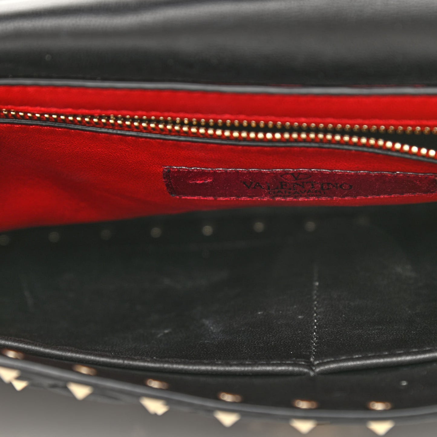 Lambskin Large Rockstud Spike Shoulder Bag Black