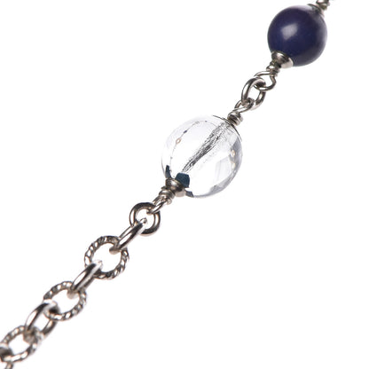 Chanel Pearl Beaded CC Long Necklace Navy Silver 7 of 8