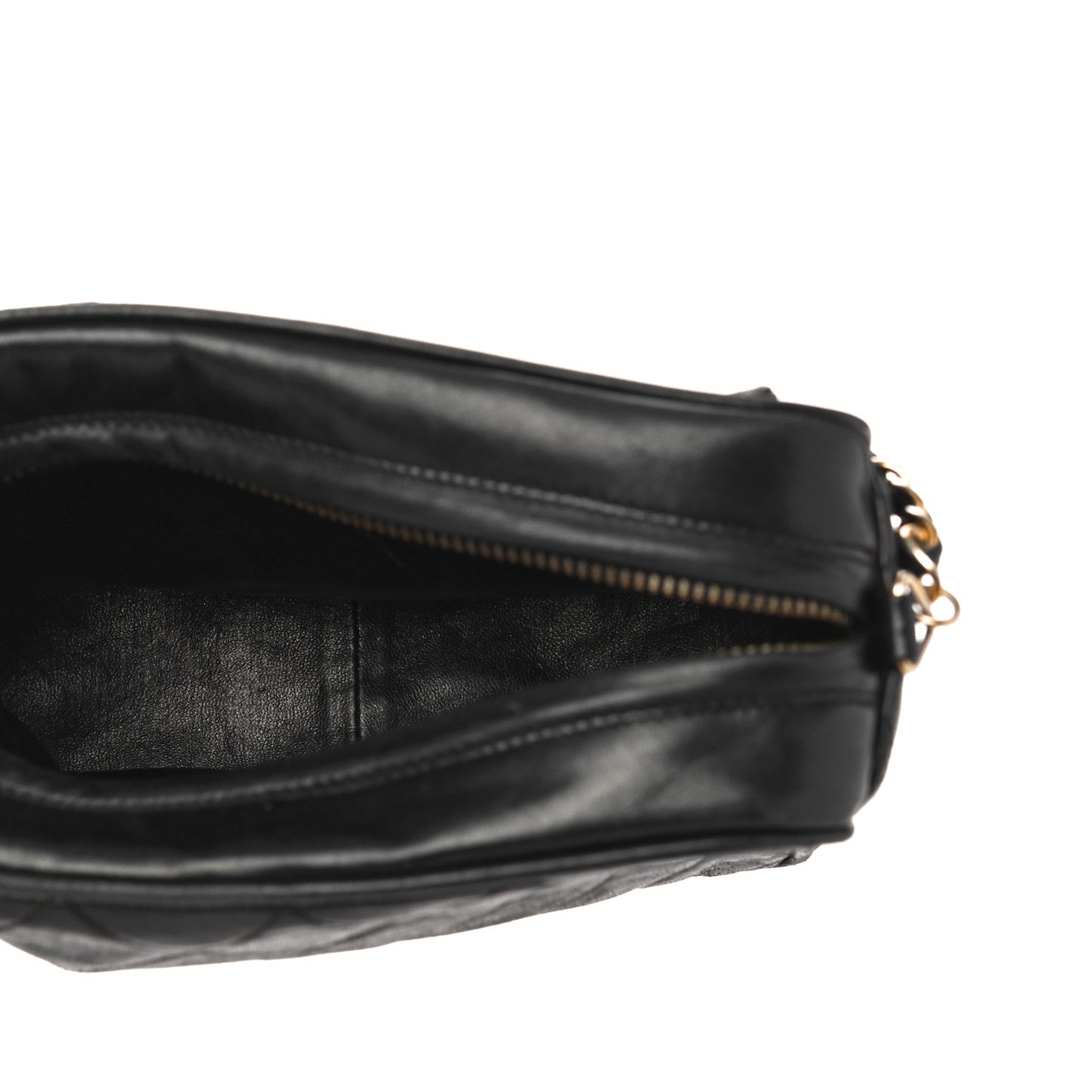 Lambskin Quilted Tassel Camera Case Black