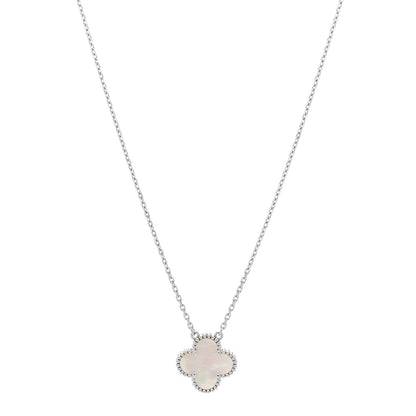 Van Cleef & Arpels 18K White Gold Mother of Pearl Vintage Alhambra Pendant Necklace 1 of 6
