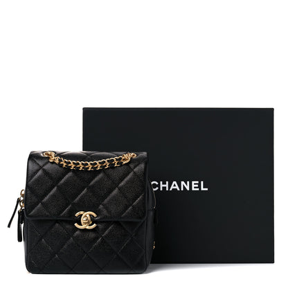 Chanel Shiny Caviar Quilted Chain Melody Backpack Black 10 of 10