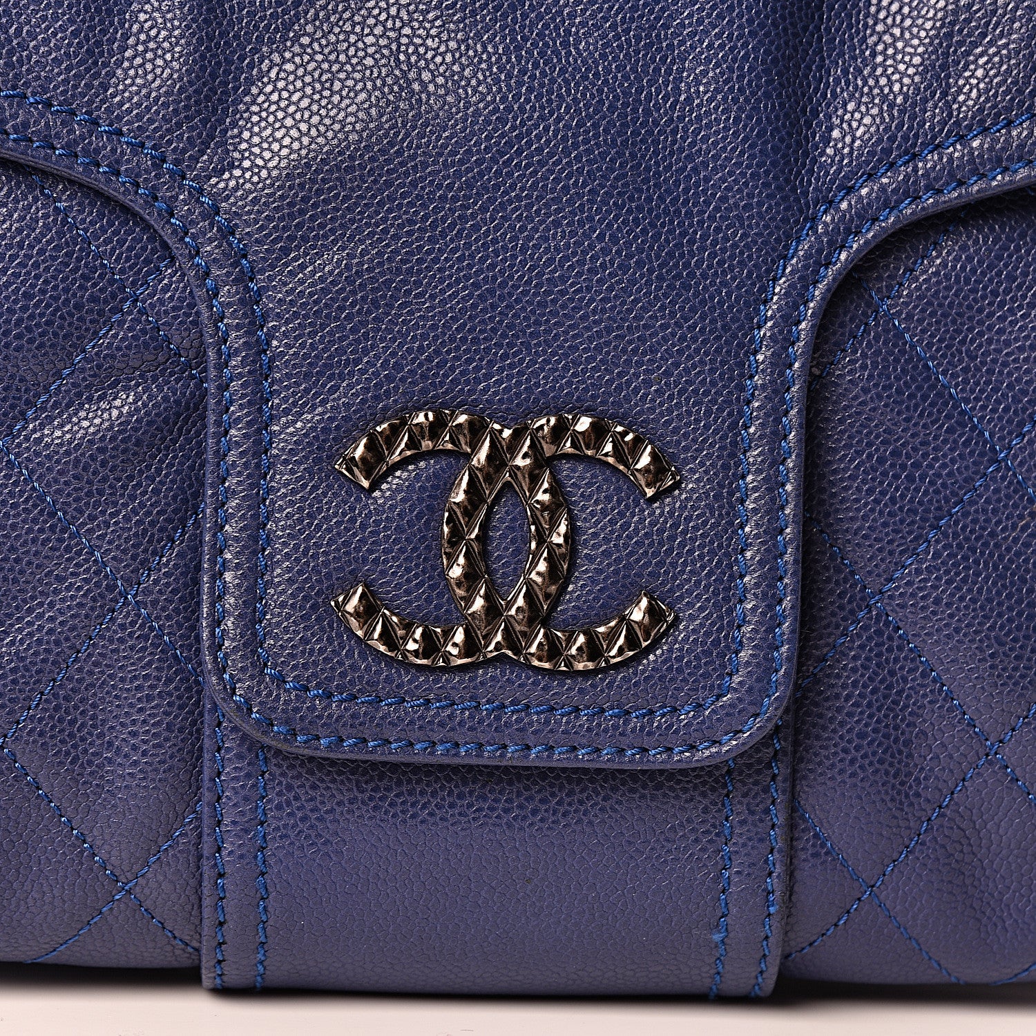 Chanel Glazed Caviar Flap Hobo Dark Blue 12 of 12