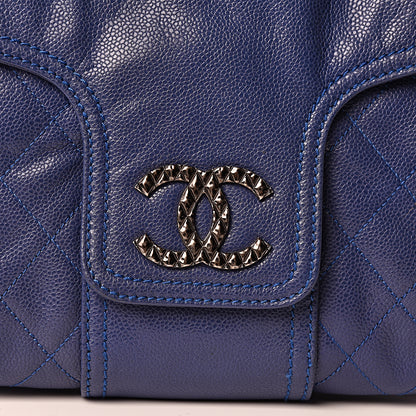 Chanel Glazed Caviar Flap Hobo Dark Blue 12 of 12
