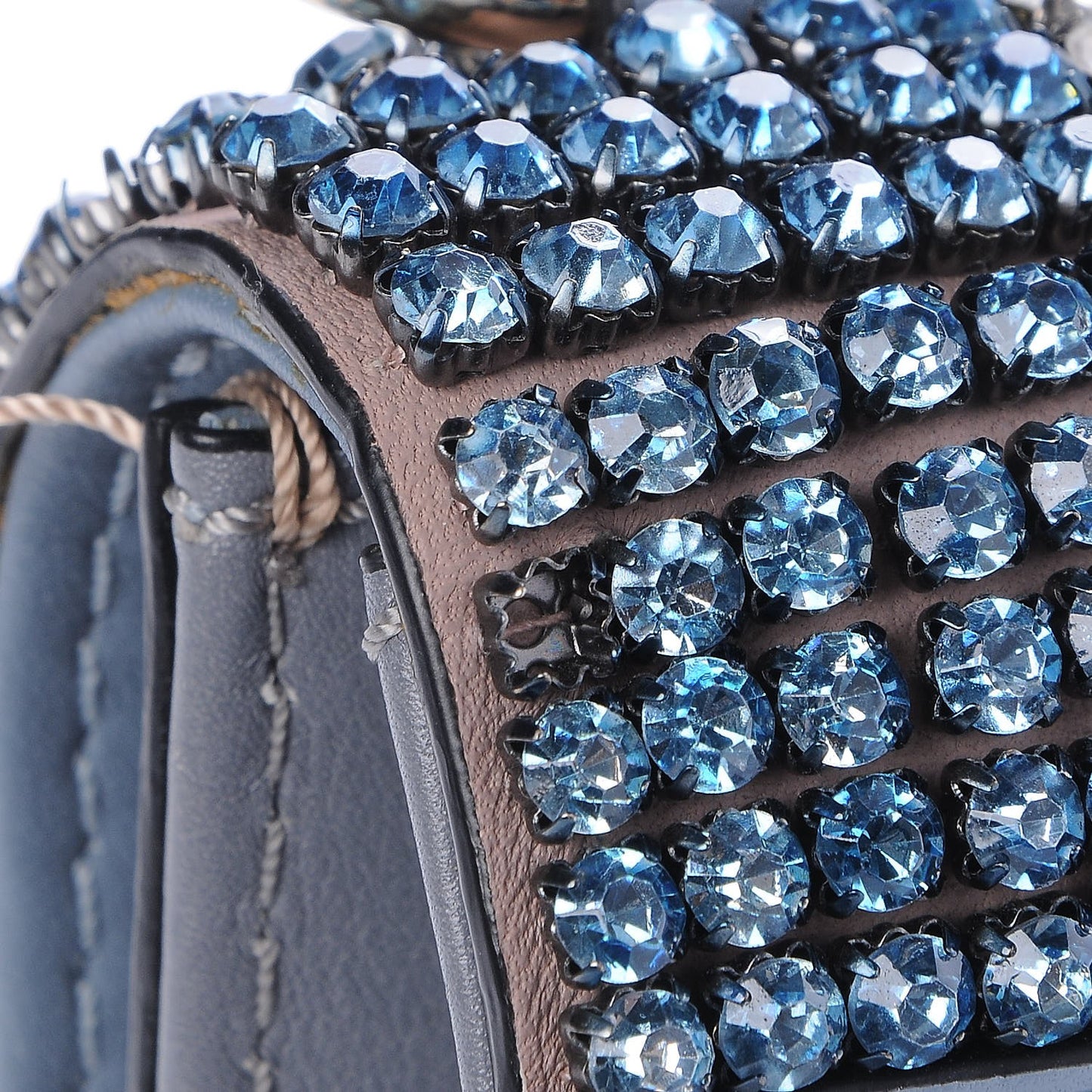 Vitello Crystal Embellished Small Glam Lock Rockstud Flap London Stone