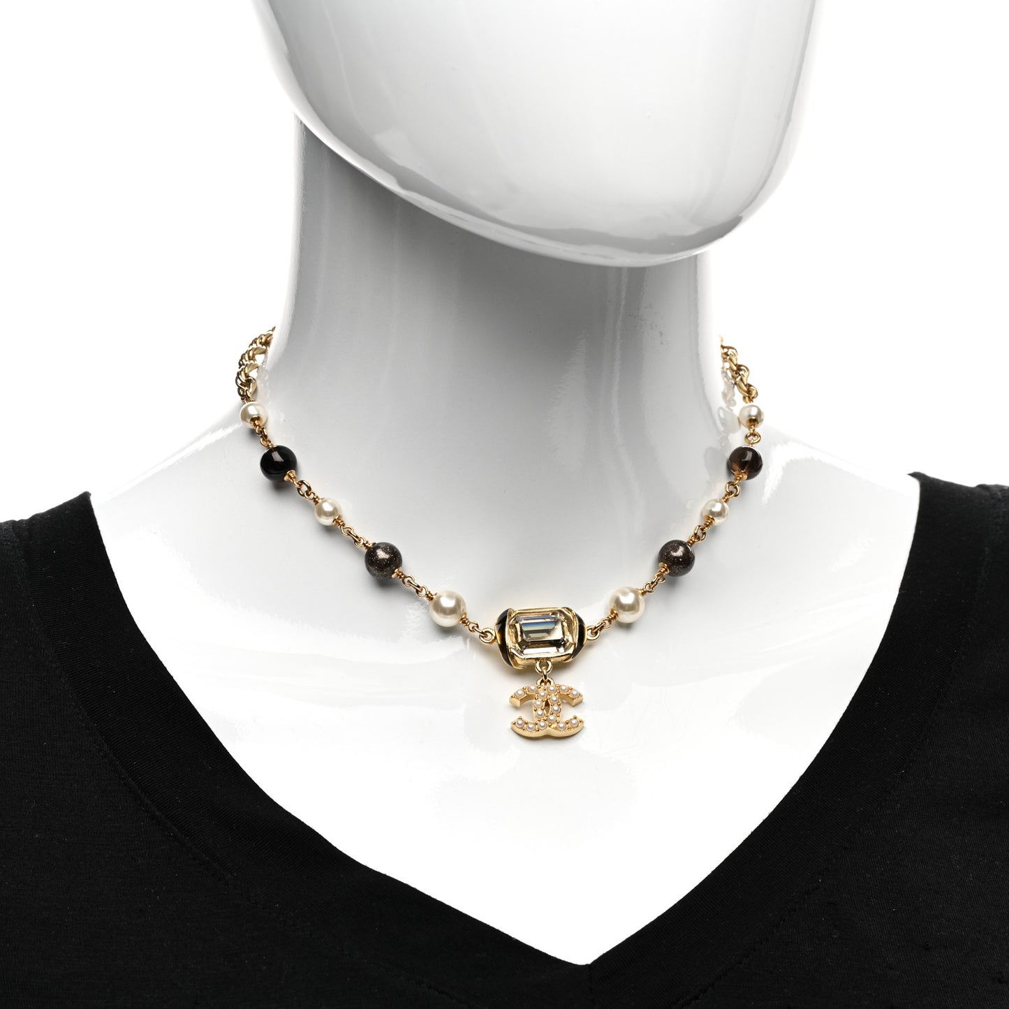 Pearl Beaded Crystal CC Gold Black White
