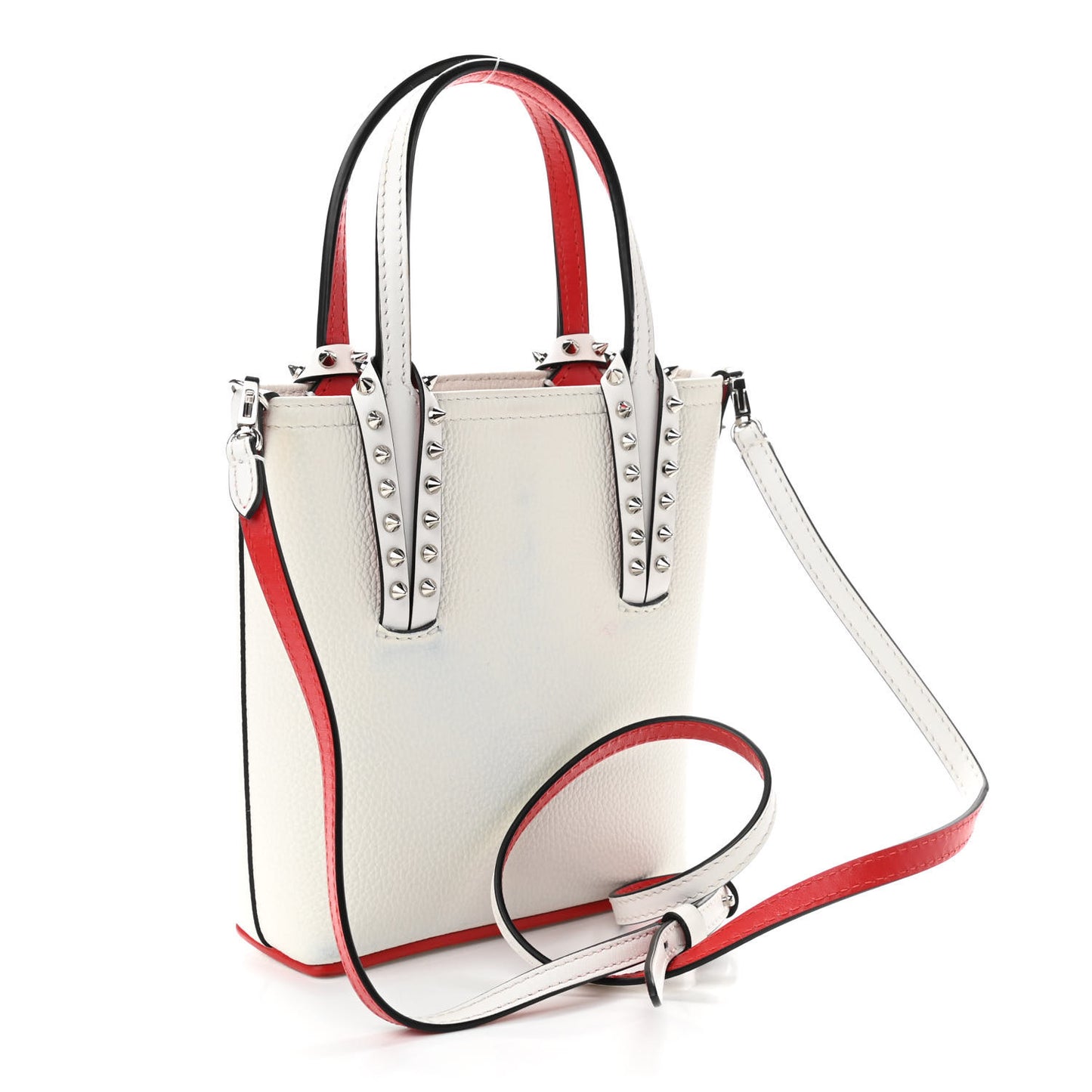 Calfskin Spikes Mini North South Cabata Tote White