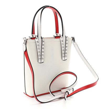 Christian Louboutin Calfskin Spikes Mini North South Cabata Tote White 3 of 13