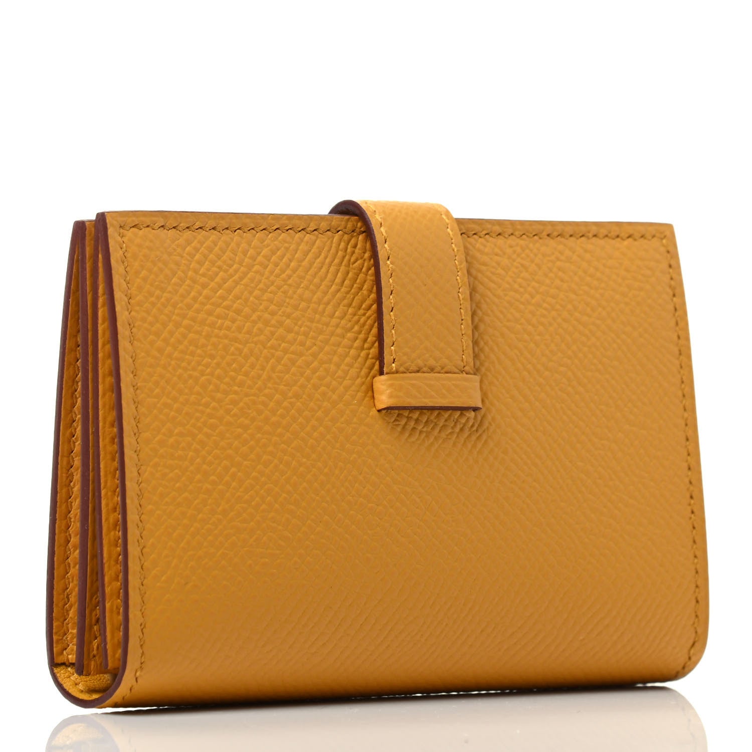 Hermes Epsom Bearn Card Holder Wallet Jaune Ambre 2 of 3