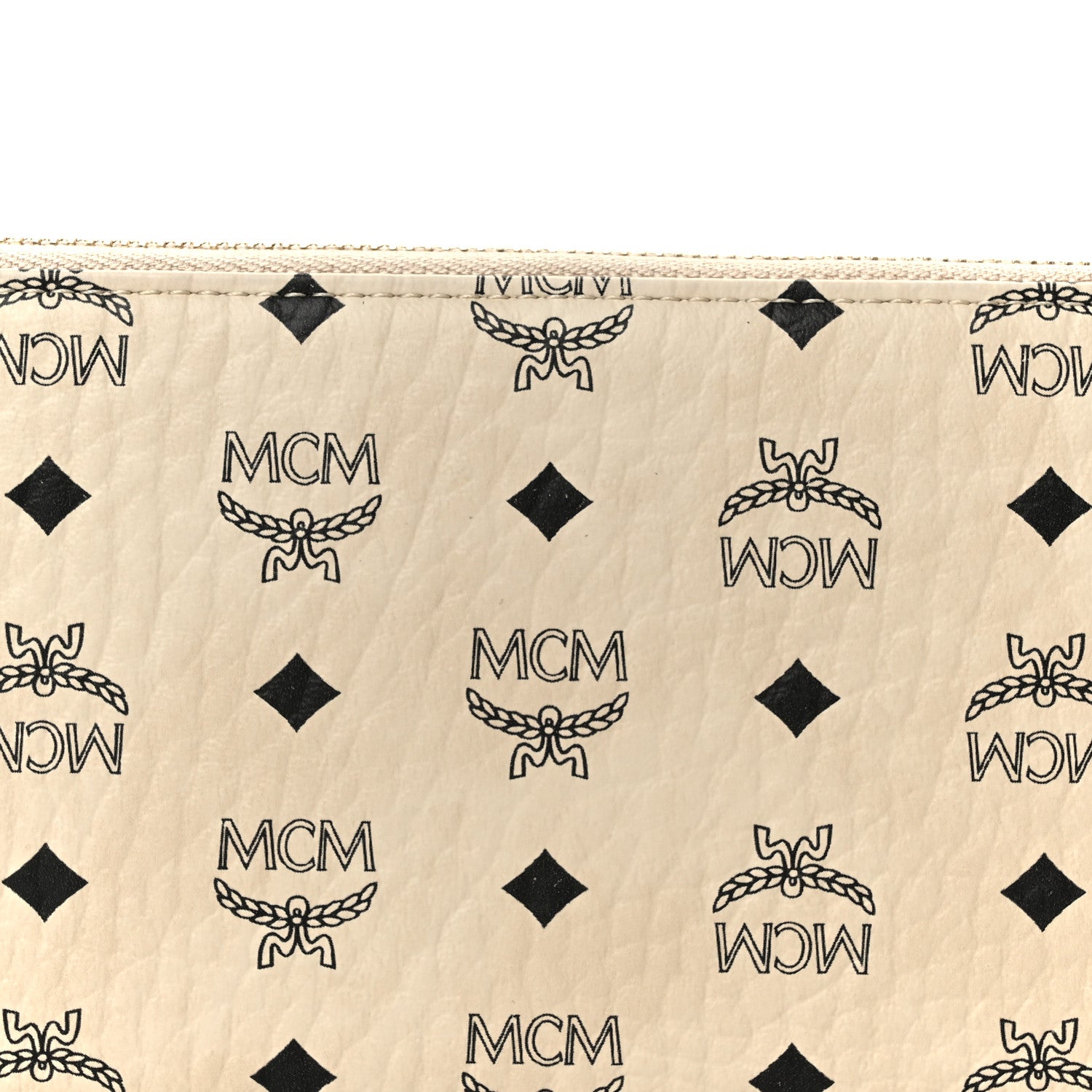 MCM Visetos Large Zip Around Large Wallet Beige 8 of 9
