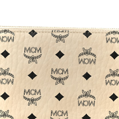 MCM Visetos Large Zip Around Large Wallet Beige 8 of 9