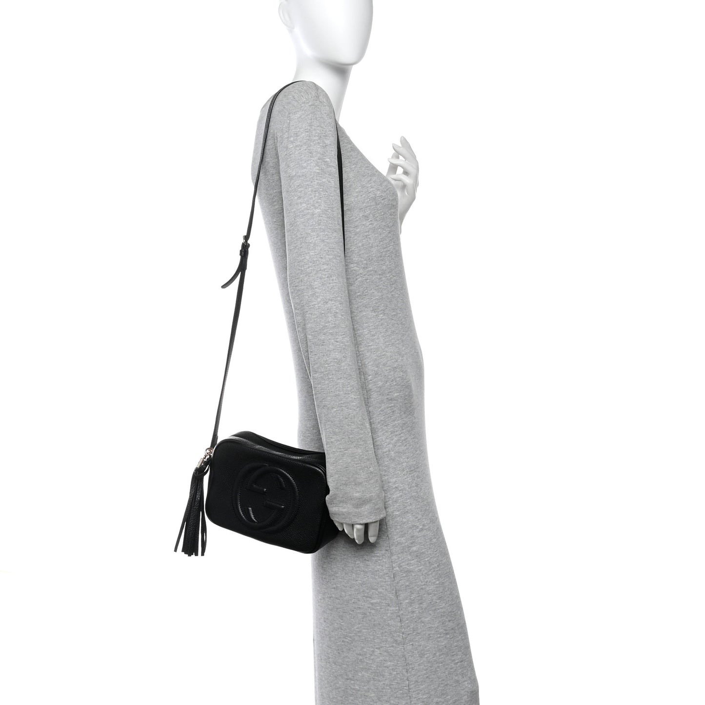 Pebbled Calfskin Small Soho Disco Bag Black