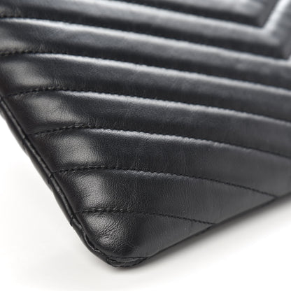 Saint Laurent Calfskin Matelasse Chevron Monogram A5 Wristlet Black 8 of 9