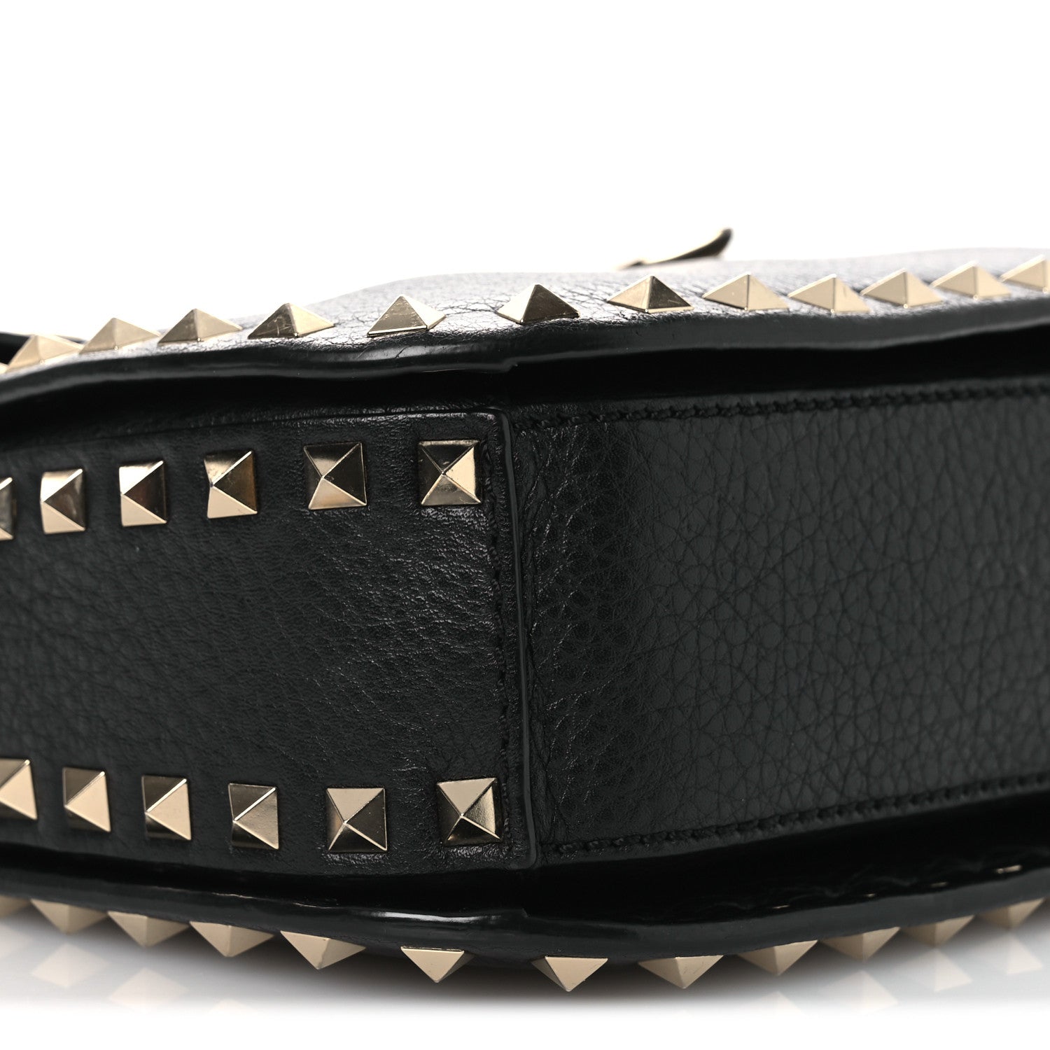 Valentino Garavani Pebbled Calfskin Medium Rockstud Flap Saddle Bag Black 8 of 15