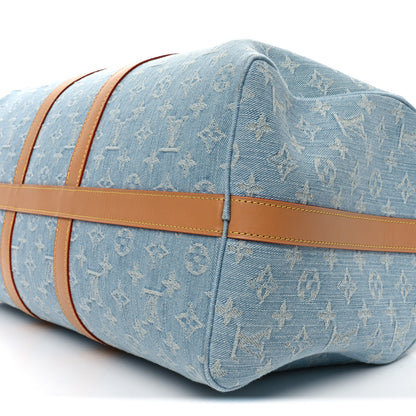 Louis Vuitton Denim Monogram Keepall Bandouliere 45 Sky Blue 8 of 8
