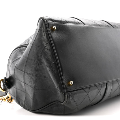 Chanel Calfskin Stitched Duffle Travel Bag Black 9 of 15