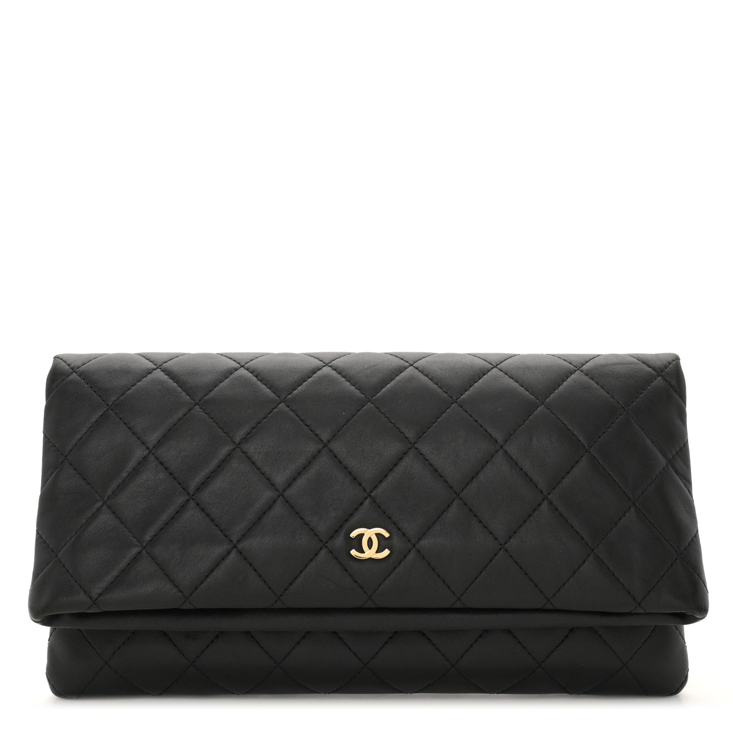 Lambskin Quilted CC Beauty Clutch Black