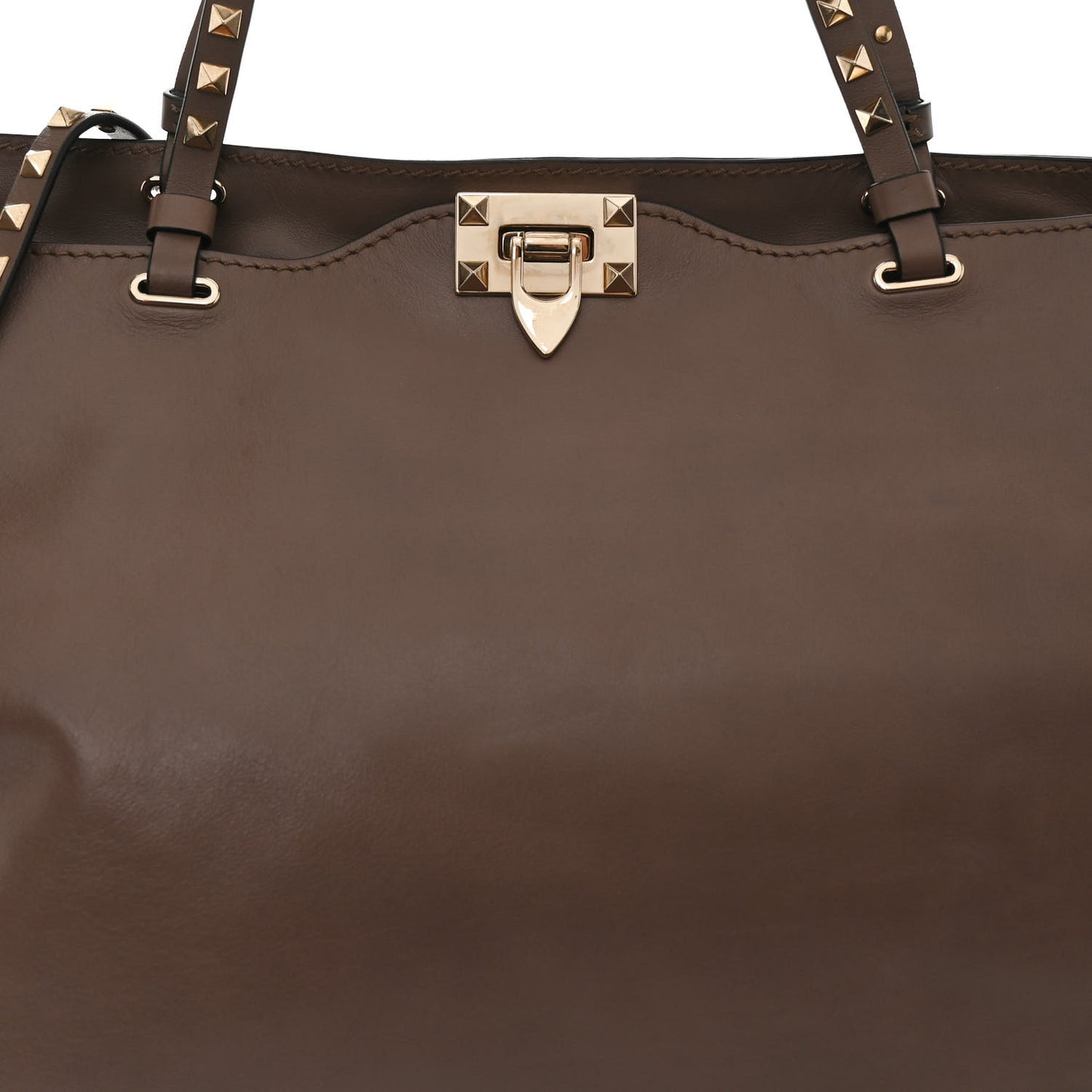 Vitello Large Rockstud Tote Brown