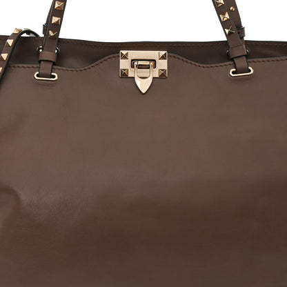 Valentino Garavani Vitello Large Rockstud Tote Brown 7 of 10