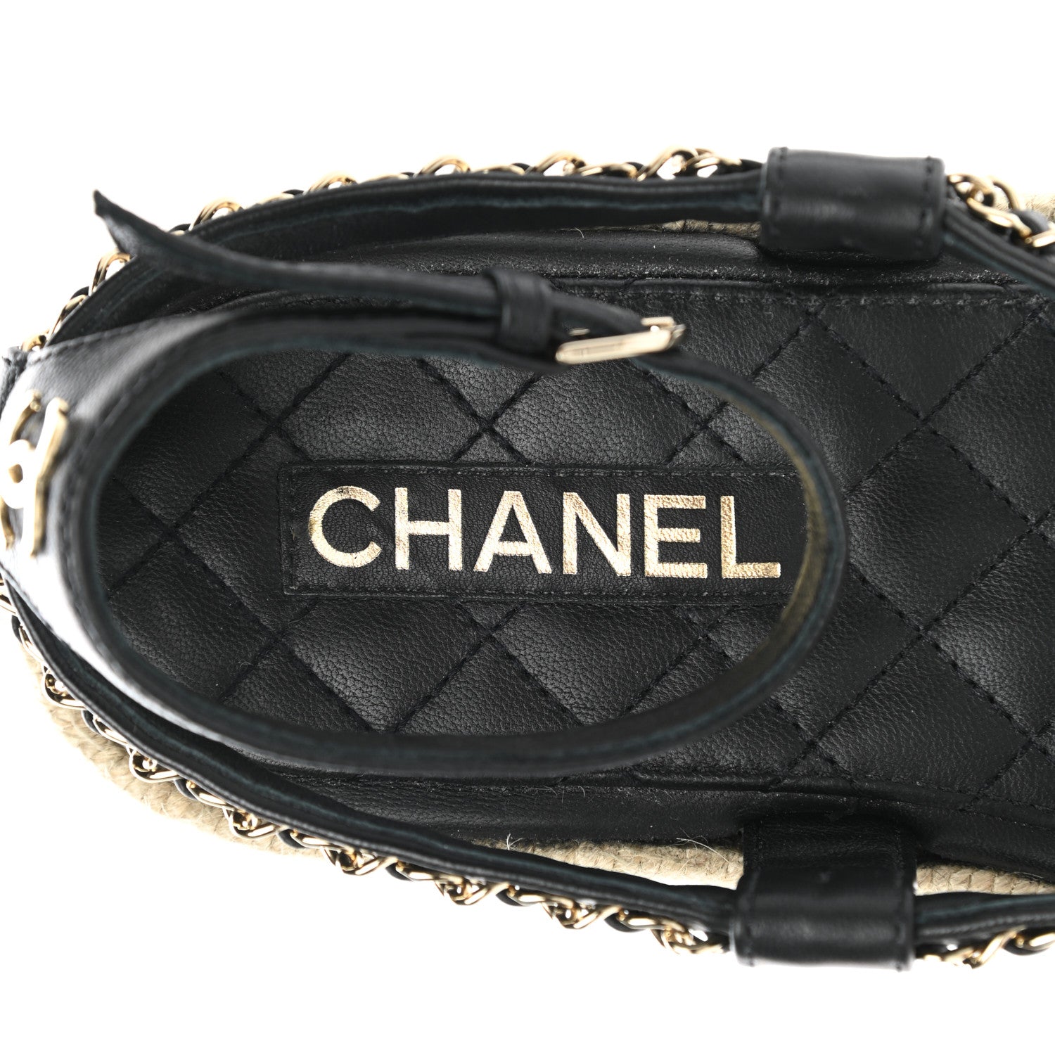 Chanel Lambskin Chain CC Thong Espadrille Sandals 39 Black 7 of 8