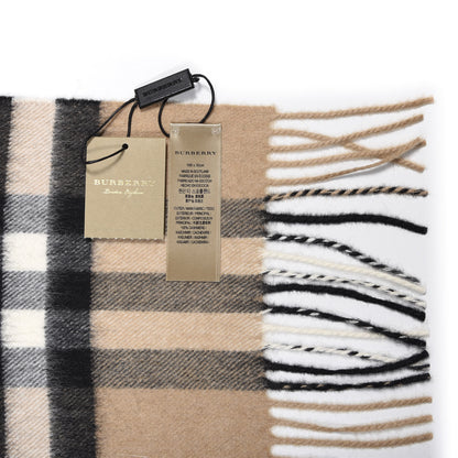 Burberry Cashmere Giant Check Fringe Scarf Camel 4 of 4