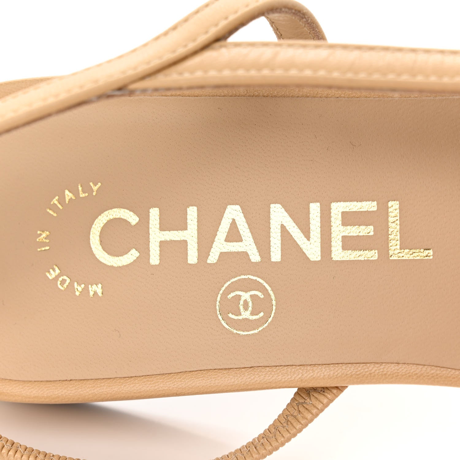 Chanel Goatskin Grosgrain Cap Toe CC Slingback Sandals 37 Beige Black 6 of 15