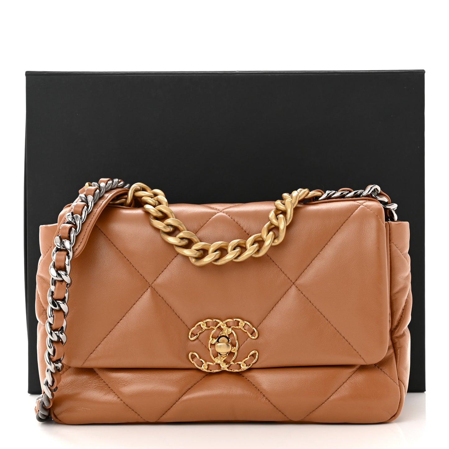 Lambskin Quilted Medium Chanel 19 Flap Brown