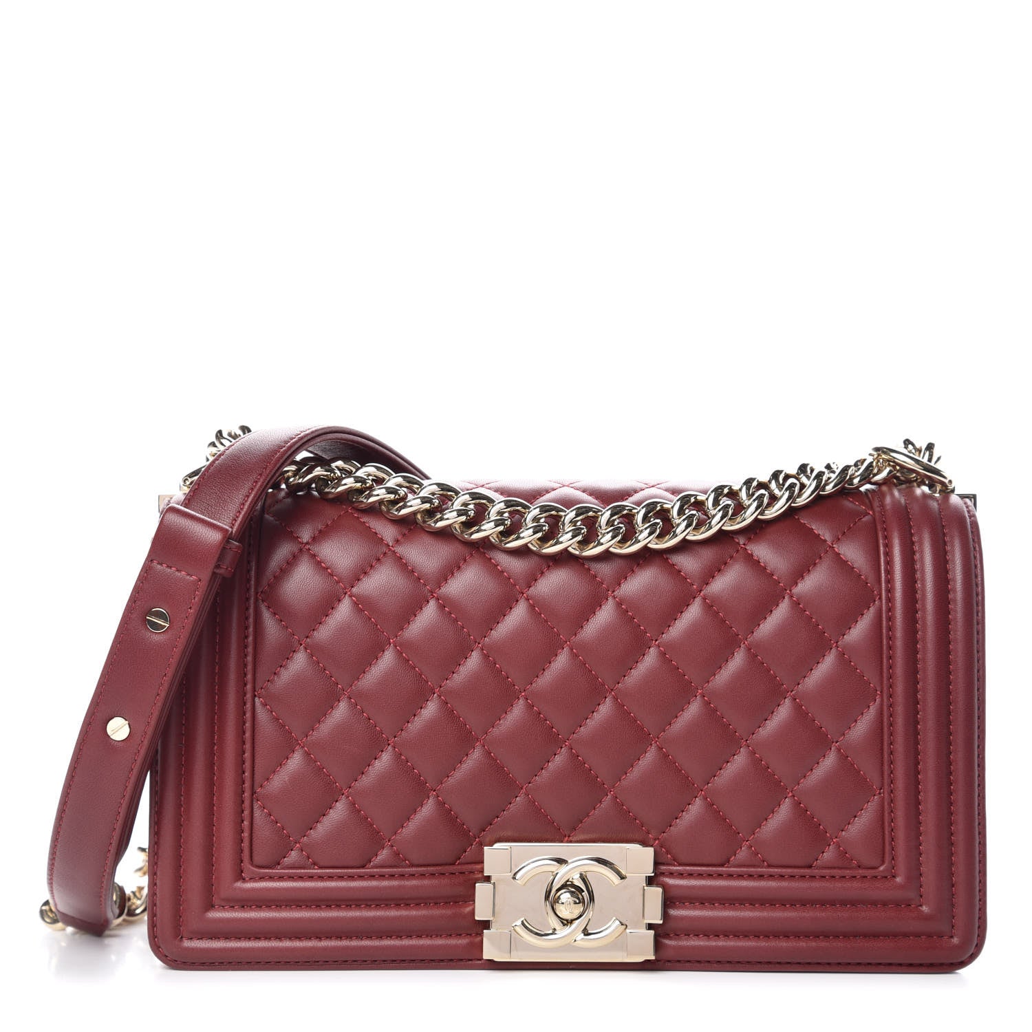 Chanel Lambskin Quilted Medium Boy Flap Burgundy 1 of 13