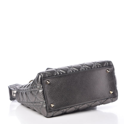 Christian Dior Metallic Calfskin Cannage Medium Supple Lady Dior Gunmetal 4 of 6