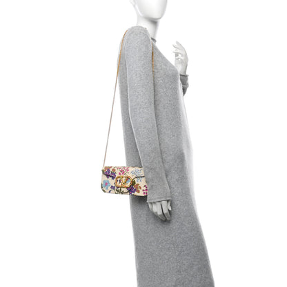 Valentino Garavani Satin Moire Floral Vlogo Loco Shoulder Bag  White Multicolor 2 of 9