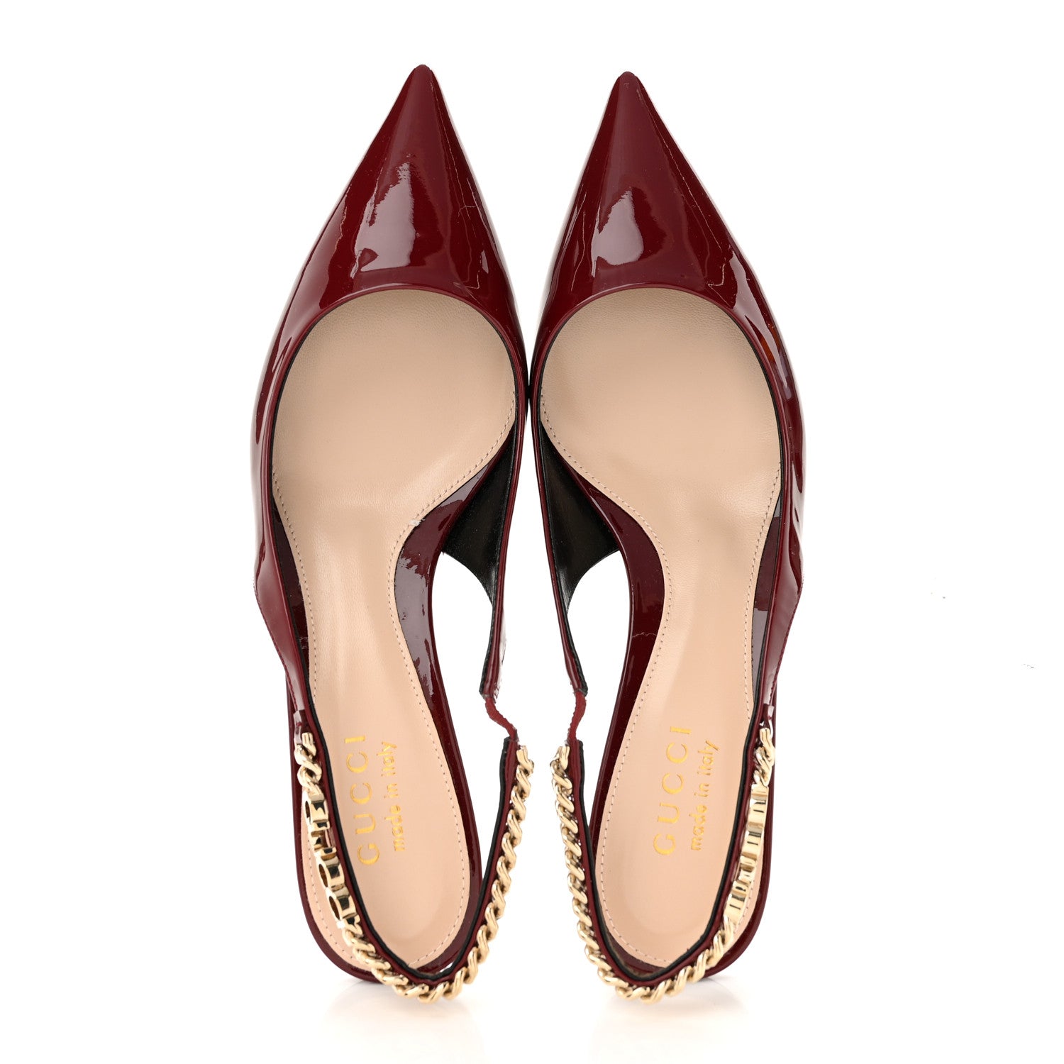 Gucci Vernice Crystal Nappa Charlotte Signoria 45mm Slingback Pumps 37 Rosso Ancora 2 of 10