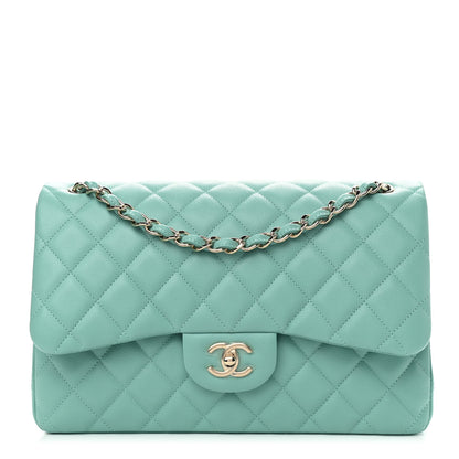 Chanel Caviar Quilted Jumbo Double Flap Light Green 1 of 9