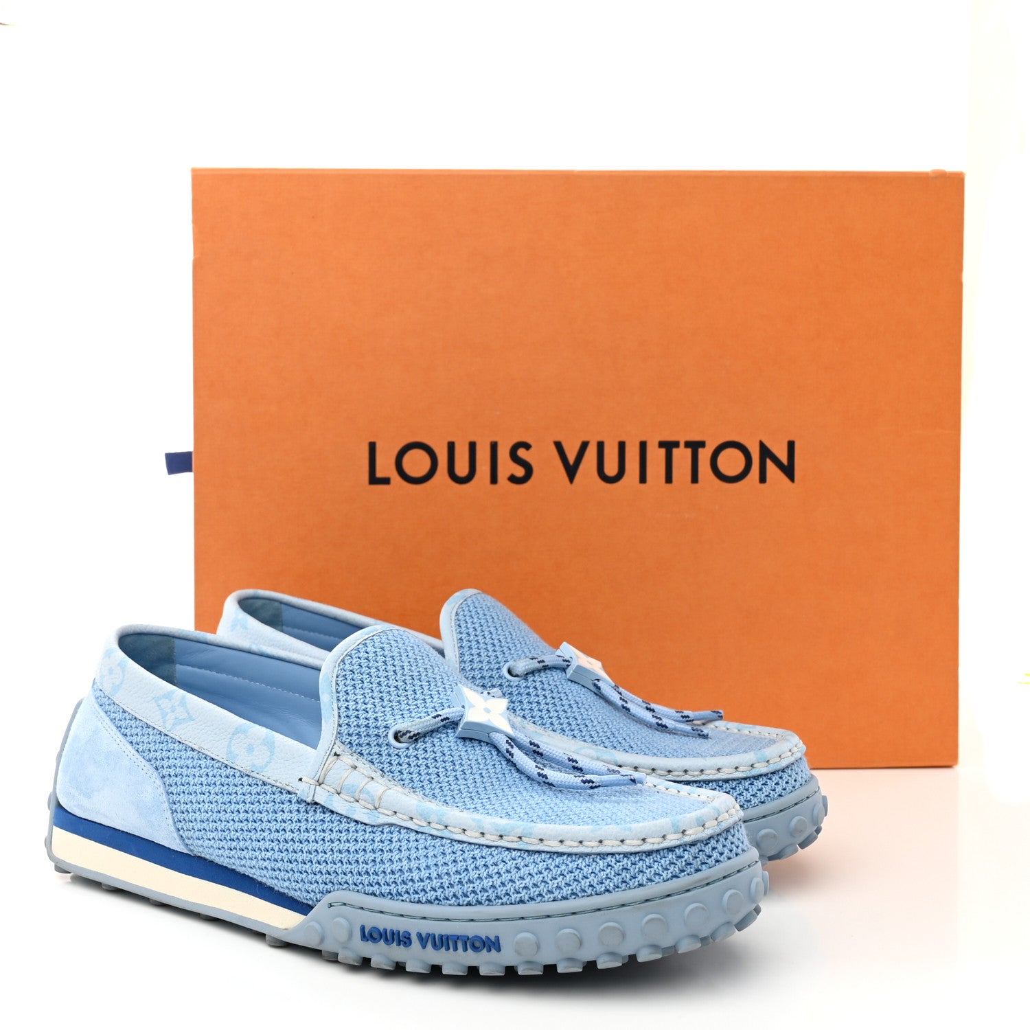 Louis Vuitton Perforated Calfskin Monogram Mens LV Racer Mocassin Loafers 6.5 Blue 13 of 13