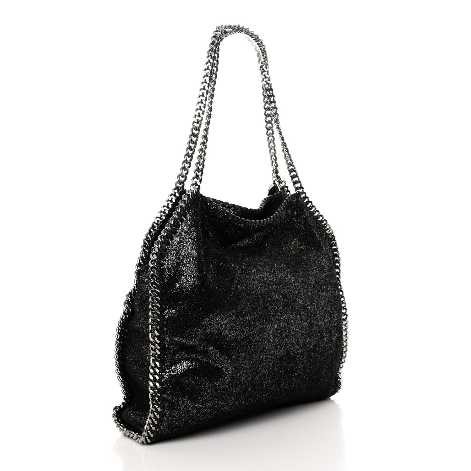 Stella McCartney Metallic Shaggy Deer Falabella Fold Over Tote Black 3 of 9