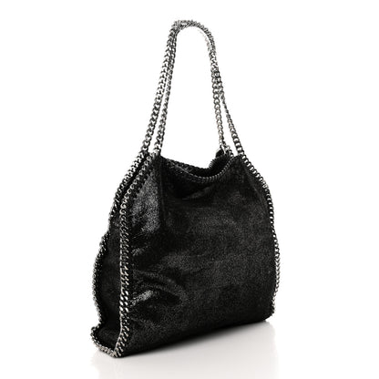 Stella McCartney Metallic Shaggy Deer Falabella Fold Over Tote Black 3 of 9