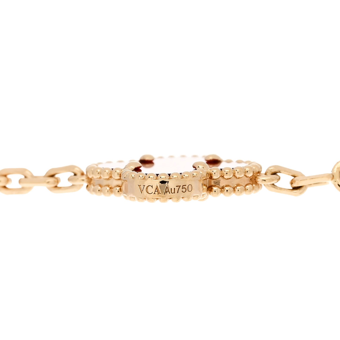 18K Yellow Gold Carnelian 5 Motifs Vintage Alhambra Bracelet