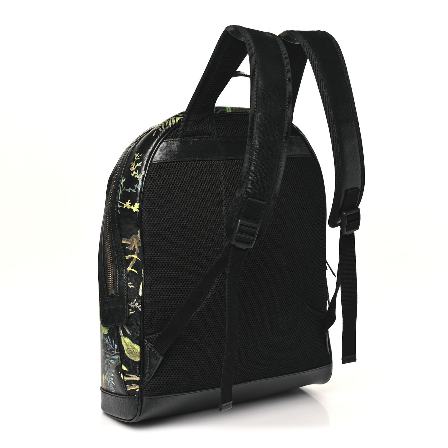 Calfskin Tropical Print Medium Day Backpack Black Multi