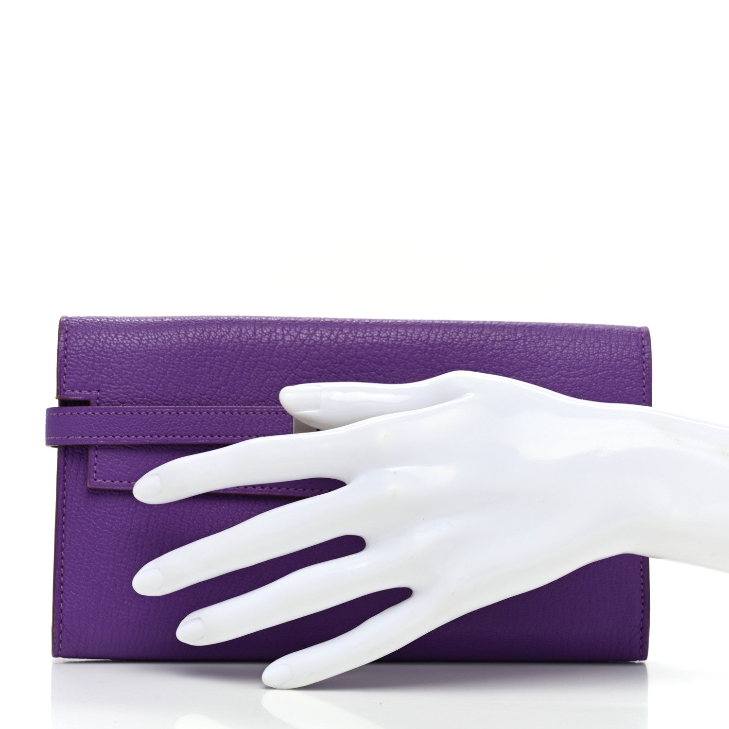 Hermes Chevre Mysore Kelly Longue Wallet Violet 2 of 11